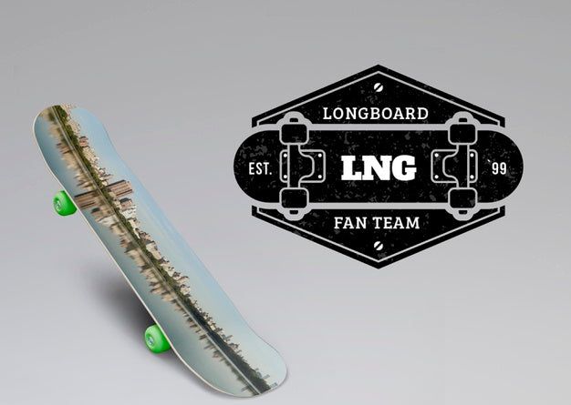 Mock-Up Skateboard Next To Logo Psd