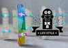 Mock-Up Skateboard Standing Next To Logo Psd