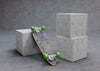 Mock-Up Skateboard Upside Down Laying On Cube Psd
