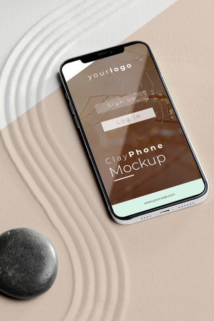 Mock-Up Smartphone In Sand Arrangement Psd