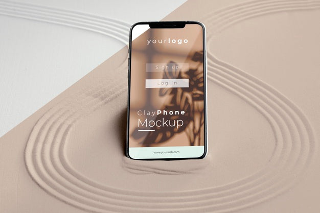 Mock-Up Smartphone In Sand Composition Psd