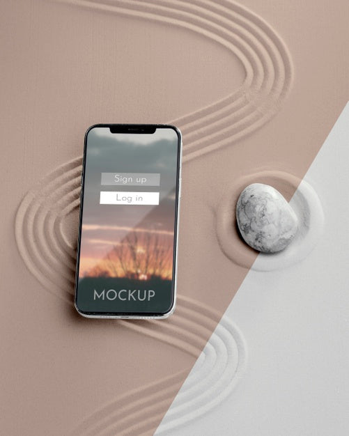 Mock-Up Smartphone In Sand Composition Psd