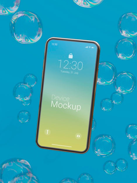 Mock-Up Smartphone With Abstract Liquids Psd