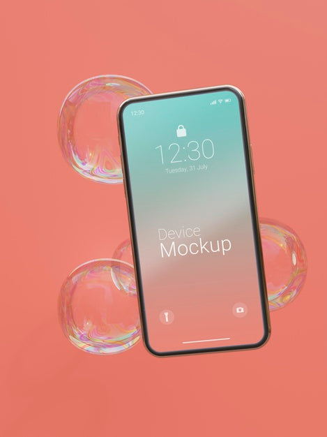 Mock-Up Smartphone With Abstract Liquids Psd