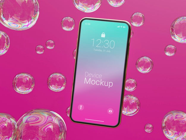 Mock-Up Smartphone With Abstract Liquids Psd