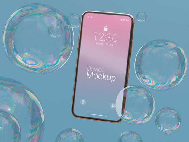 Mock-Up Smartphone With Abstract Liquids Psd