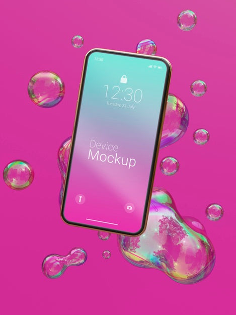 Mock-Up Smartphone With Abstract Liquids Psd
