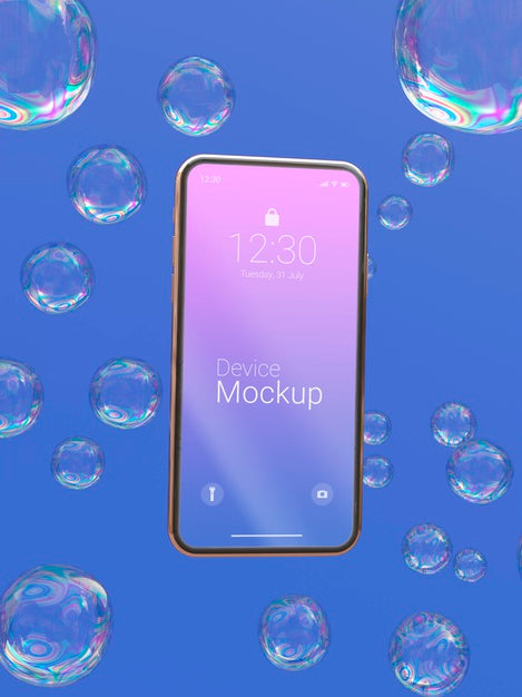 Mock-Up Smartphone With Liquid Dynamic Elements Psd