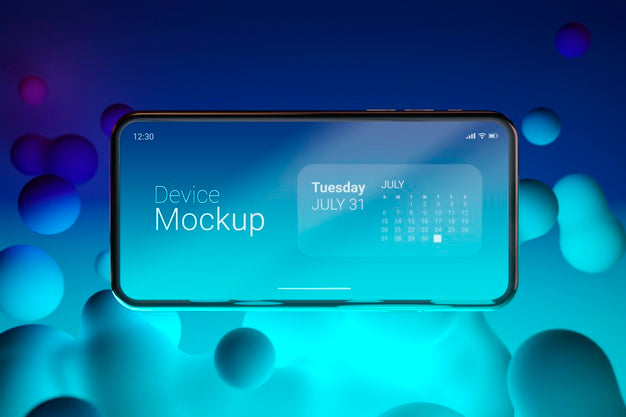Mock-Up Smartphone With Liquid Dynamic Elements Psd