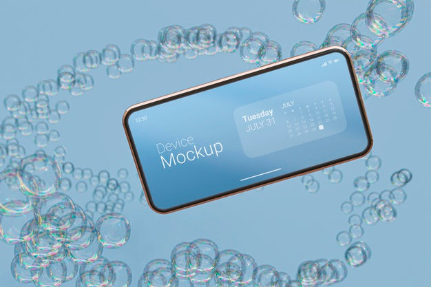 Mock-Up Smartphone With Liquid Elements Psd