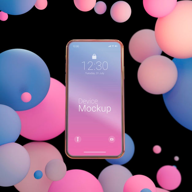 Mock-Up Smartphone With Liquid Elements Psd