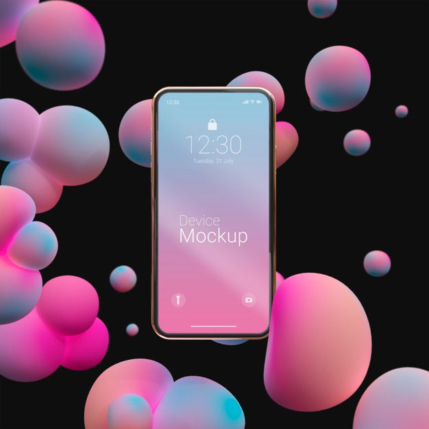 Mock-Up Smartphone With Liquid Elements Psd