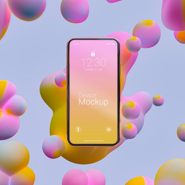 Mock-Up Smartphone With Liquid Elements Psd