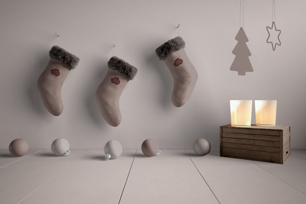 Mock-Up Socks Collection Hooked On Wall Psd