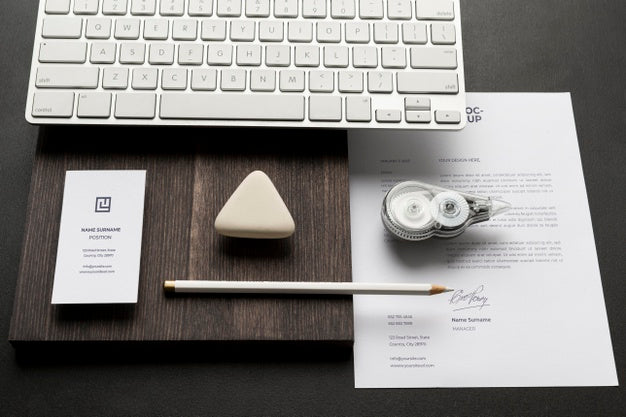 Mock-Up Stationery On Wood Arrangement Psd