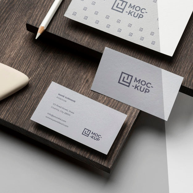 Mock-Up Stationery On Wood Composition Psd
