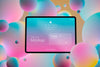 Mock-Up Tablet Composition With Liquid Dynamic Elements Psd