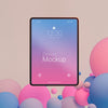 Mock-Up Tablet Composition With Liquid Elements Psd