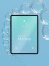 Mock-Up Tablet Composition With Liquid Elements Psd