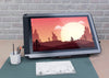 Mock-Up Tablet Drawing On Table Psd