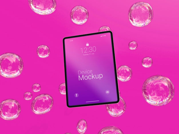 Mock-Up Tablet With Abstract Liquids Psd