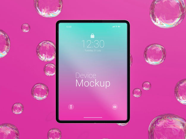 Mock-Up Tablet With Abstract Liquids Psd