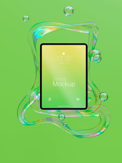 Mock-Up Tablet With Abstract Liquids Psd