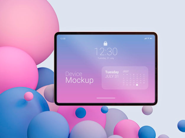 Mock-Up Tablet With Abstract Liquids Psd