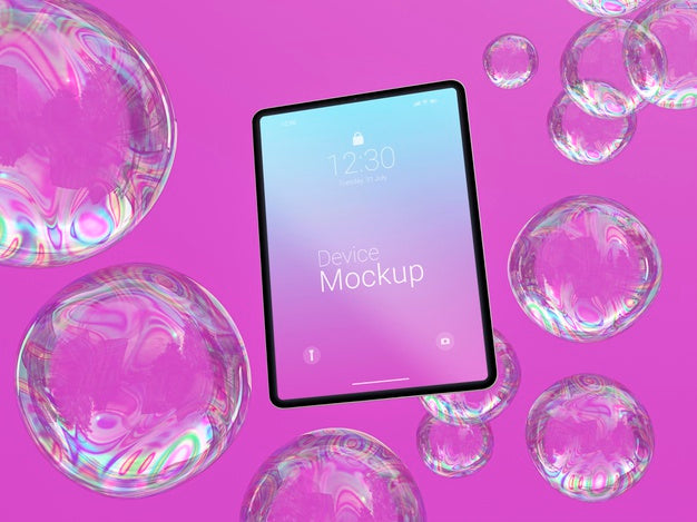 Mock-Up Tablet With Abstract Liquids Psd