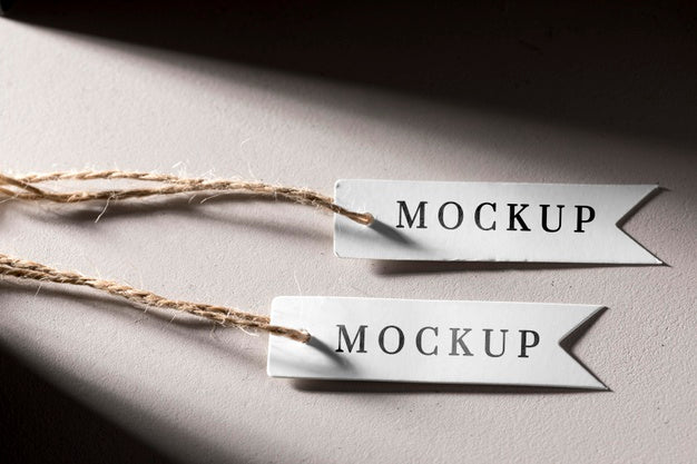 Mock-Up White Price Tags Hanging Psd