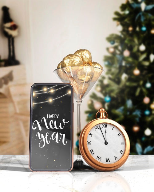 Mock-Up Wish On Phone For New Year Psd