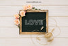 Mock Up With Blackboard And Wedding Ornaments Psd