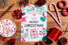 Mock-Up With Christmas Gifts And Rustic Decorations Psd