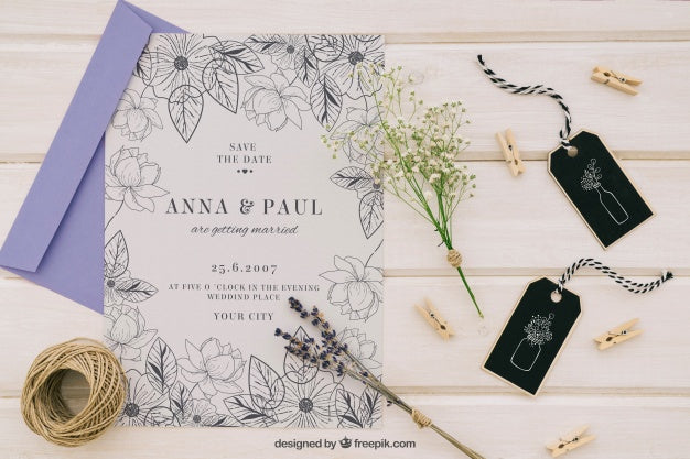 Mock Up With Elegant Wedding Invitation Psd