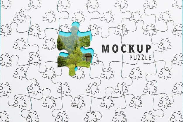 Mock-Up With Jigsaw Puzzle Piece Psd