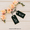 Mock Up With Labels And Floral Ornaments Psd