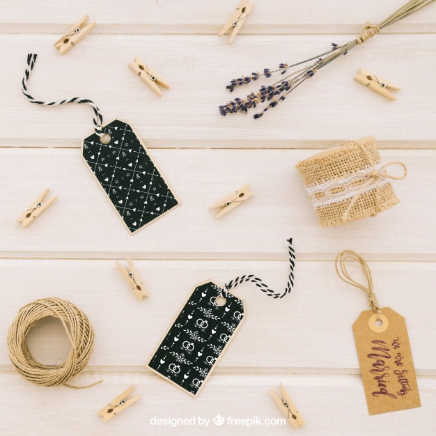 Mock Up With Labels And Wedding Accesories Psd