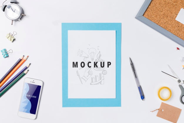 Mock-Up With Useful Tools For Workspace Psd