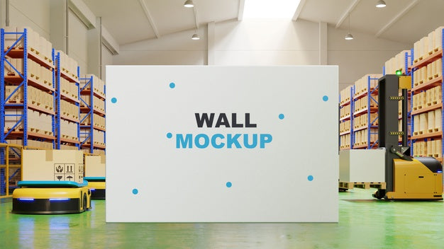 Mockup Board In Factory Interior 3D Rendering Psd