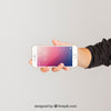 Mockup Concept Of Hand Holding Smartphone Horizontal Psd