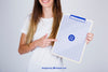 Mockup Concept Of Woman Pointing At Clipboard Psd