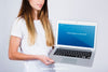 Mockup Concept Of Woman With Laptop Psd
