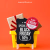 Mockup For Black Friday With Presents In Basket Psd