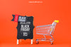 Mockup For Black Friday With Shopping Cart Psd