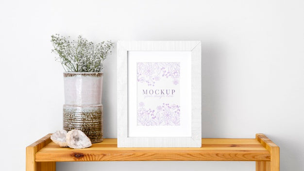 Mockup Frame Beside Flowers Psd