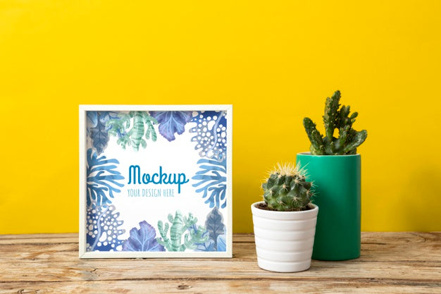 Mockup Frame Beside Plants Psd