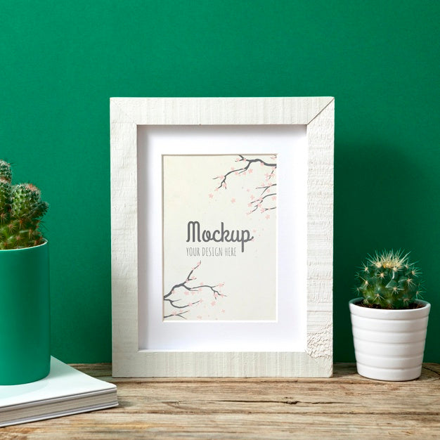 Mockup Frame Beside Plants Psd