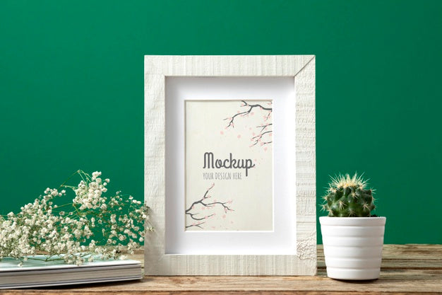 Mockup Frame Beside Plants Psd
