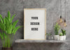 Mockup Frame On Cabinet In Living Room Interior On Empty Concrete Wall,3D Rendering Psd