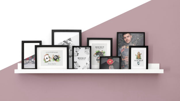 Mockup Frame On Shelf Psd